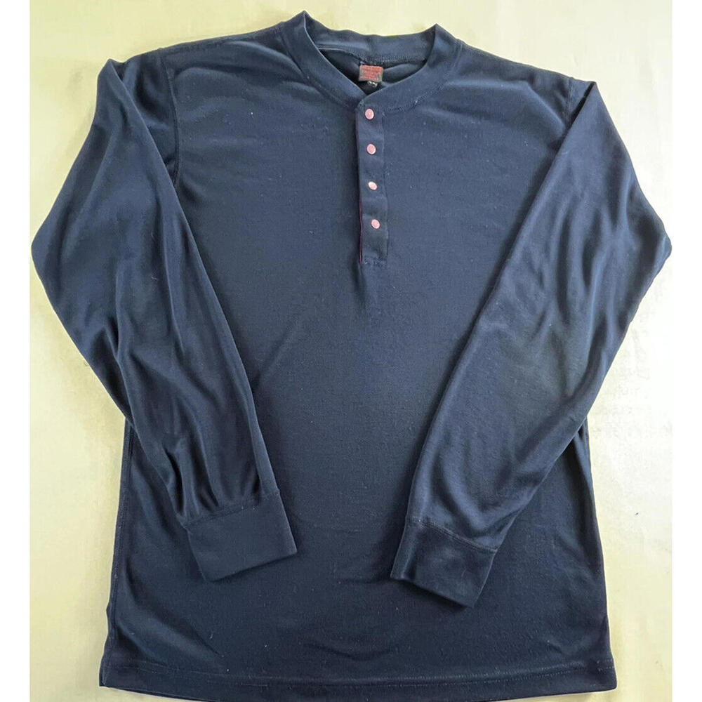 Patagonia Capilene Womens Navy Blue Long Sleeve 4 Snap Up Henley Shirt size M